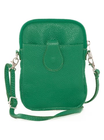 Lia Biassoni Leder-Handytasche "Paglia" in Grün - (B)15 x (H)20 x (T)1 cm