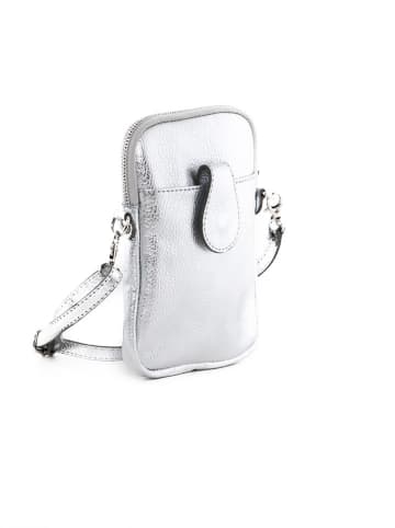 Lia Biassoni Leder-Umhängetasche "Paglia" in Silber - (B)15 x (H)20 x (T)1 cm