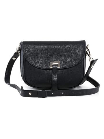 Lia Biassoni Leder-Umhängetasche "Neva" in Schwarz - (B)20 x (H)16 x (T)6 cm