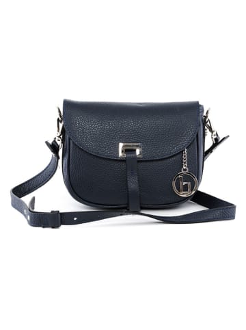 Lia Biassoni Leder-Umhängetasche "Neva" in Dunkelblau - (B)20 x (H)16 x (T)6 cm