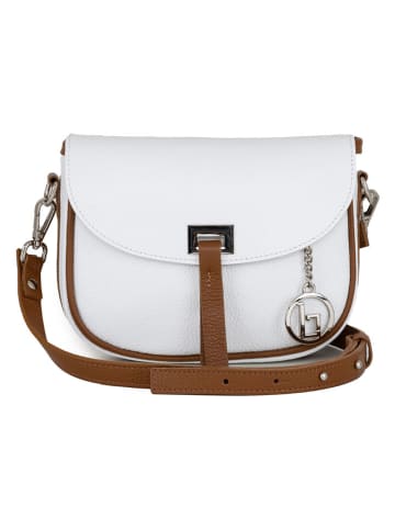 Lia Biassoni Leder-Umhängetasche "Neva" in Weiß - (B)20 x (H)16 x (T)6 cm