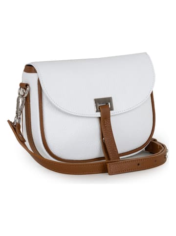 Lia Biassoni Leder-Umhängetasche "Neva" in Weiß - (B)20 x (H)16 x (T)6 cm