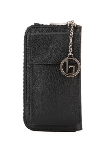 Lia Biassoni Leder-Umhängetasche "Cerca" in Schwarz - (B)11 x (H)19 x (T)4 cm