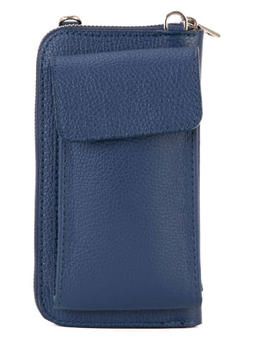 Lia Biassoni Skórzana torebka "Cerca" w kolorze granatowym na telefon - 11 x 19 x 4 cm