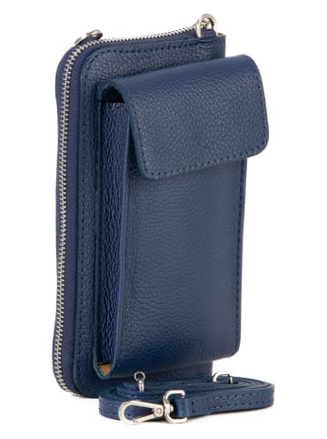 Lia Biassoni Skórzana torebka "Cerca" w kolorze granatowym na telefon - 11 x 19 x 4 cm