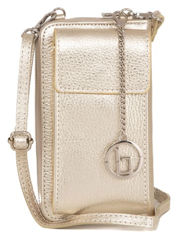 Lia Biassoni Leder-Handytasche "Cerca" in Gold - (B)11 x (H)19 x (T)4 cm