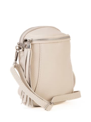 Lia Biassoni Leder-Umhängetasche "Secco" in Creme - (B)15 x (H)20 x (T)4 cm