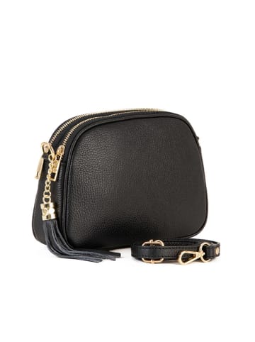 Lia Biassoni Leder-Umhängetasche "Flumendosa" in Schwarz - (B)23 x (H)17 x (T)7 cm