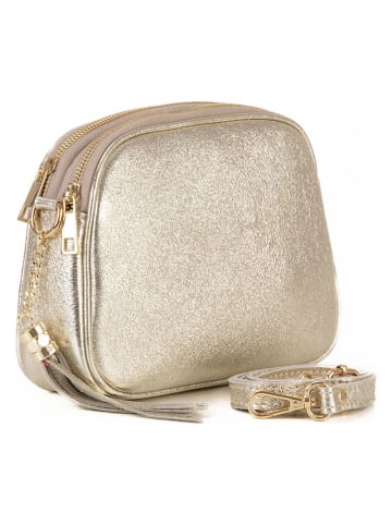 Lia Biassoni Leder-Umhängetasche "Flumendosa" in Gold - (B)23 x (H)17 x (T)7 cm