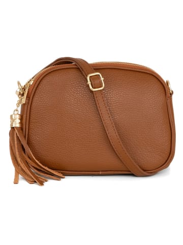 Lia Biassoni Leder-Umhängetasche "Flumendosa" in Hellbraun - (B)23 x (H)17 x (T)7 cm