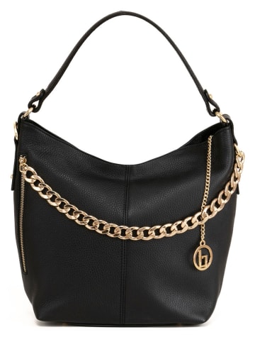 Lia Biassoni Leder-Schultertasche "Reghena" in Schwarz - (B)35 x (H)19 x (T)12 cm