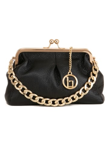 Lia Biassoni Leder-Clutch "Ciane" in Schwarz - (B)24 x (H)16 x (T)8 cm