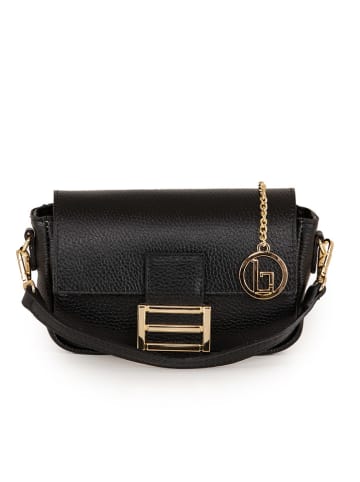 Lia Biassoni Leder-Umhängetasche "Tagliamento" in Schwarz - (B)22 x (H)15 x (T)6 cm