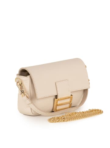 Lia Biassoni Leder-Umhängetasche "Tagliamento" in Beige - (B)22 x (H)15 x (T)6 cm