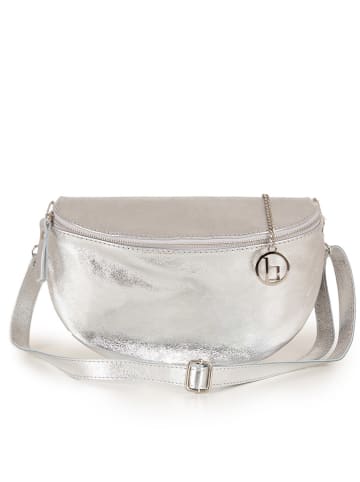 Lia Biassoni Leder-Umhängetasche "Scaffaiolo" in Silber - (B)31 x (H)20 x (T)1 cm