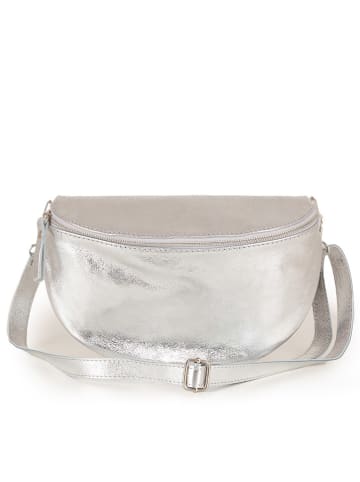 Lia Biassoni Leder-Umhängetasche "Scaffaiolo" in Silber - (B)31 x (H)20 x (T)1 cm