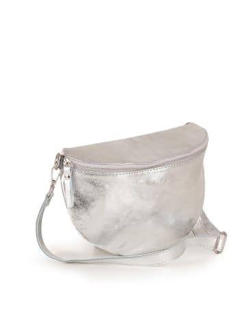 Lia Biassoni Leder-Umhängetasche "Scaffaiolo" in Silber - (B)31 x (H)20 x (T)1 cm