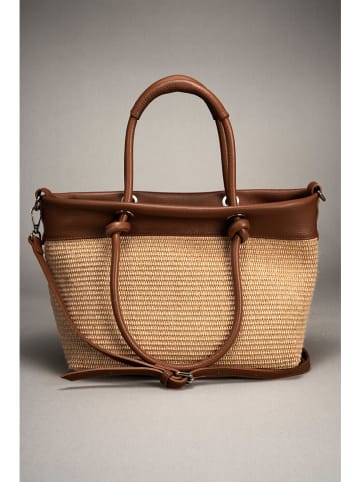 Lia Biassoni Leder-Schultertasche "Pertusillo" in Hellbraun - (B)29 x (H)23 x (T)16 cm