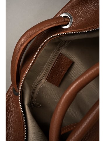 Lia Biassoni Leder-Schultertasche "Pertusillo" in Hellbraun - (B)29 x (H)23 x (T)16 cm