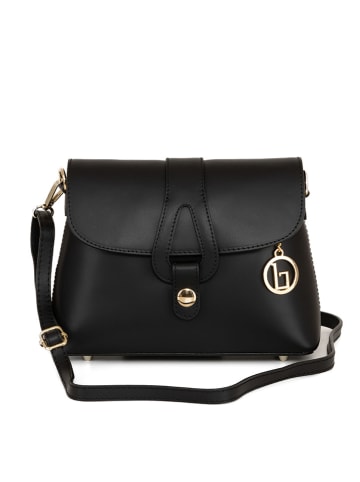 Lia Biassoni Leder-Umhängetasche "Perotto" in Schwarz - (B)25 x (H)19 x (T)9 cm
