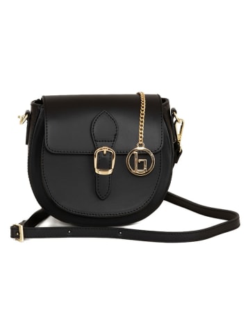 Lia Biassoni Leder-Umhängetasche "Accesa" in Schwarz - (B)24 x (H)18 x (T)12 cm