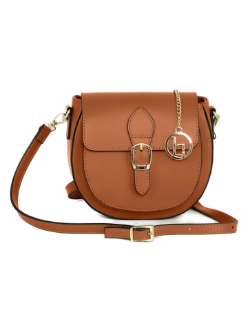 Lia Biassoni Leder-Umhängetasche "Accesa" in Hellbraun - (B)24 x (H)18 x (T)12 cm