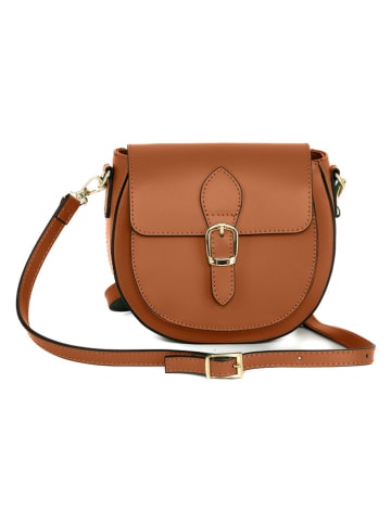 Lia Biassoni Leder-Umhängetasche "Accesa" in Hellbraun - (B)24 x (H)18 x (T)12 cm