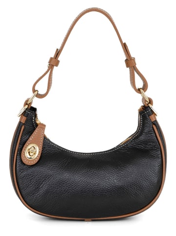 Lia Biassoni Leder-Schultertasche "Acquato" in Schwarz - (B)26 x (H)17 x (T)7 cm