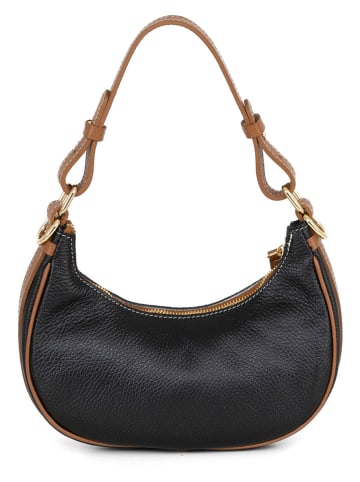 Lia Biassoni Leder-Schultertasche "Acquato" in Schwarz - (B)26 x (H)17 x (T)7 cm
