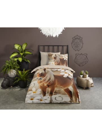 Pure Mikrofaser-Bettwäsche-Set in Braun/ Beige
