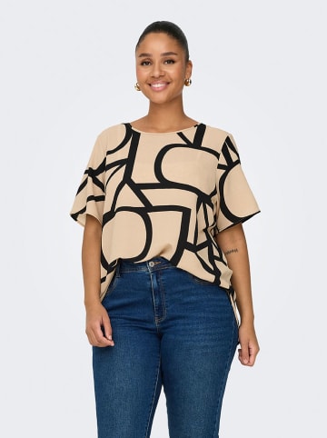 ONLY Carmakoma Bluse in Beige/ Schwarz