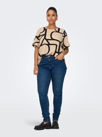 ONLY Carmakoma Bluse in Beige/ Schwarz