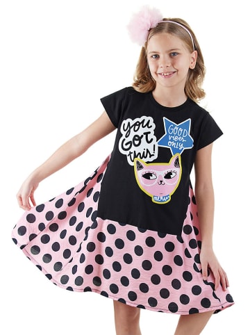 Denokids Sukienka w kolorze czarno-jasnoróżowym