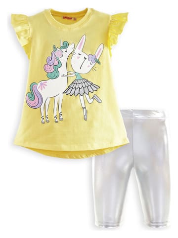 Denokids 2-delige outfit geel/zilverkleurig