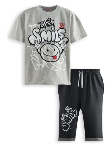 Denokids 2-delige outfit grijs/zwart