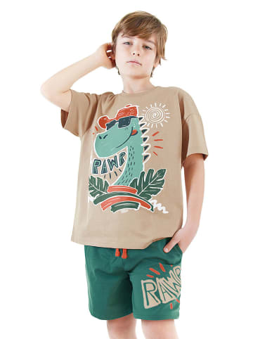 Denokids 2-delige outfit beige/groen