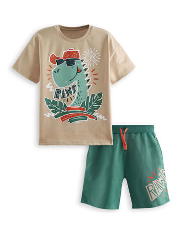 Denokids 2-delige outfit beige/groen