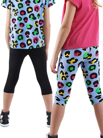Denokids Legginsy (2 pary) w kolorze błękitno-czarnym
