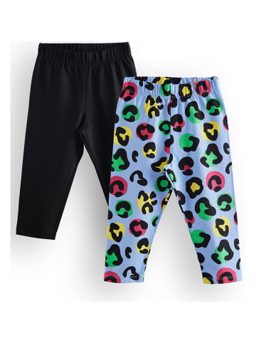 Denokids Legginsy (2 pary) w kolorze błękitno-czarnym