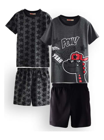 Denokids 2er-Set: Pyjamas in Schwarz/ Anthrazit
