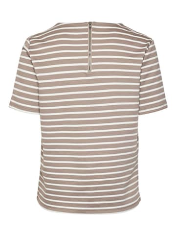 Vero Moda Koszulka w kolorze jasnobrązowo-białym