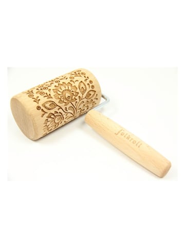 FOLKROLL Mini-Teigroller "Folk floral" in Natur
