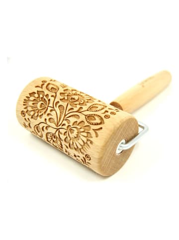 FOLKROLL Mini-Teigroller "Folk floral" in Natur