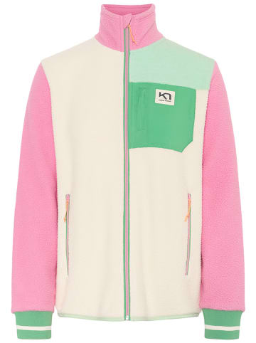 KARI TRAA Fleece vest "Rothe" crème/lichtroze/groen