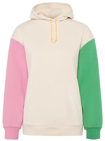 KARI TRAA Hoodie "Anelie" crème/lichtroze/groen