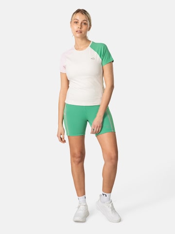 KARI TRAA Trainingsshirt "Linnea" crème/lichtroze/groen