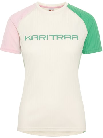 KARI TRAA Trainingsshirt "Ella" crème/lichtroze/groen