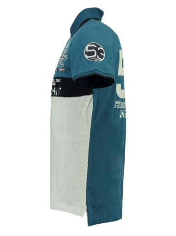 Geographical Norway Koszulka polo "Kassovitz" w kolorze niebiesko-białym