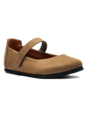 Comfortfusse Leder-Spangenballerinas in Beige