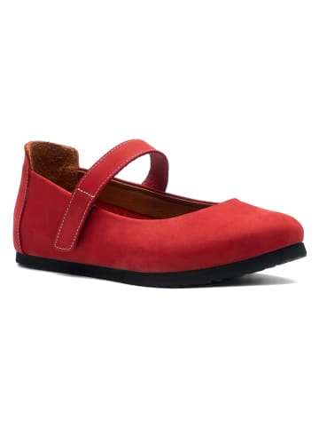 Comfortfusse Leren ballerina's met bandje rood